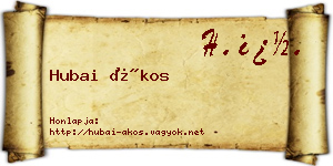 Hubai Ákos névjegykártya